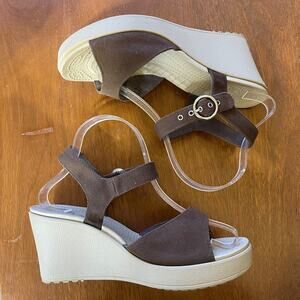 CROCS Brown and Cream Wedges